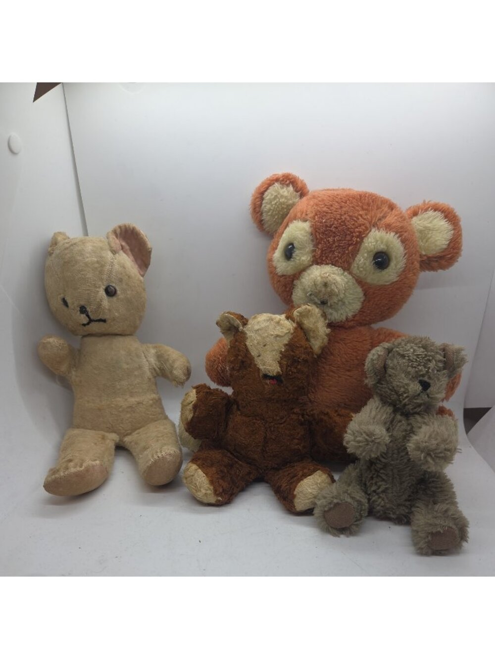 lot 4 Antique VTG 1930- 40's brown plush teddy bears